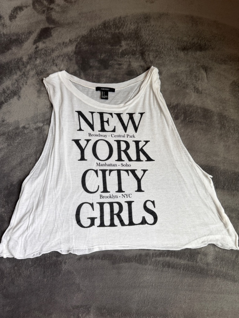 Forever 21 White Graphic New York City Girls Muscle Tank